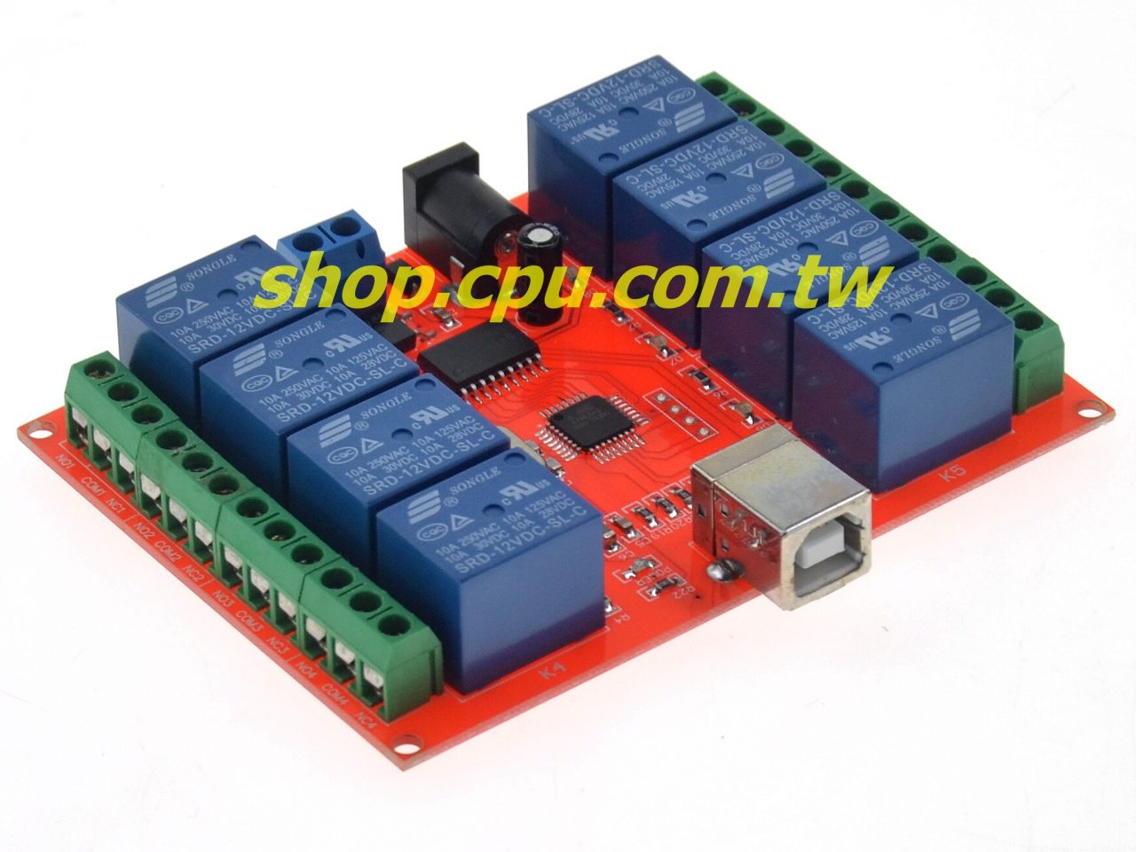 USB-RELAY8-5V (USB-RELAY-8) 8路USB Type B TTL電源模組 (5V繼電器) | 廣華電子